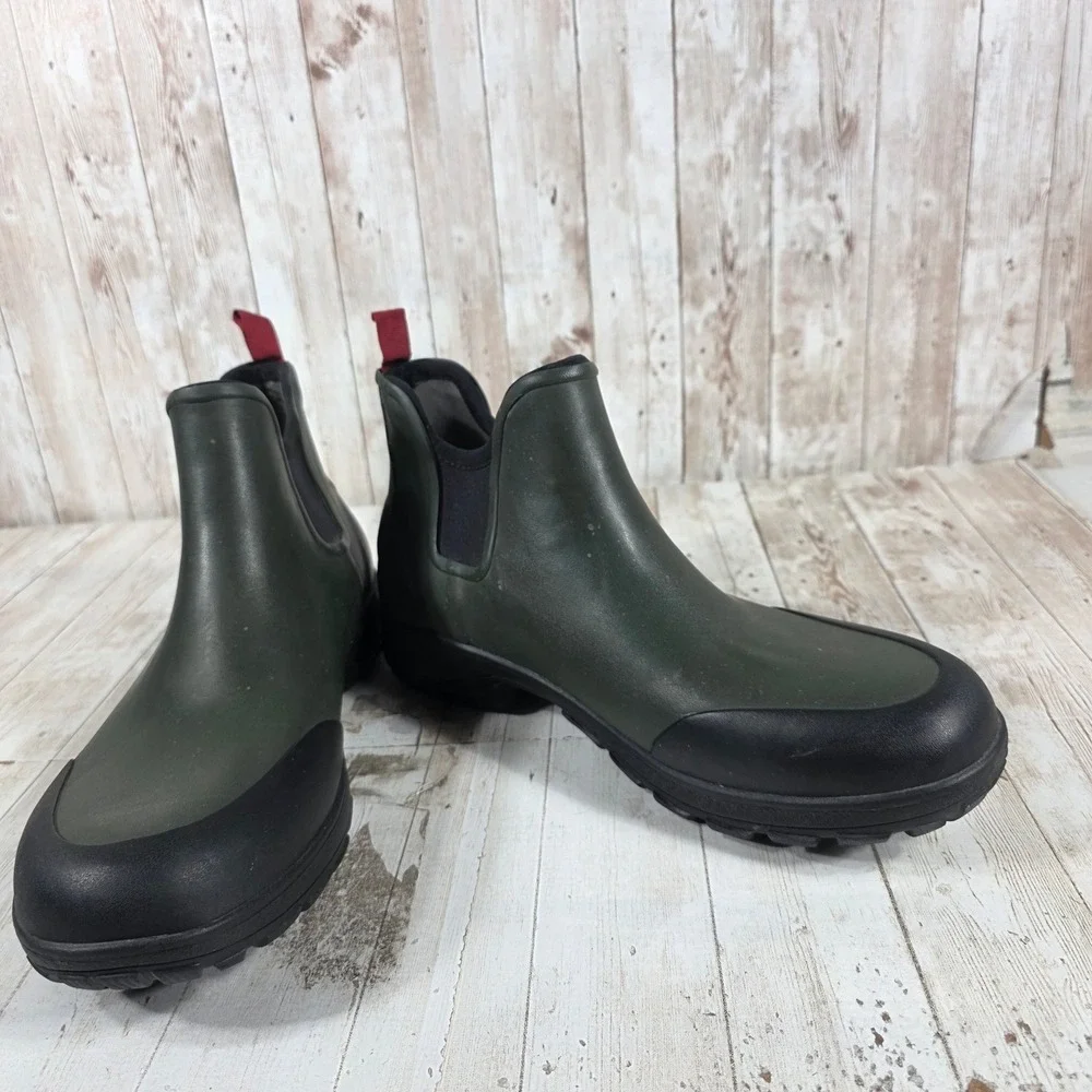 Bogs Sauvie Slip On Rain Boots Mens 10 Womens 12 Dark Green Waterproof 72208-301